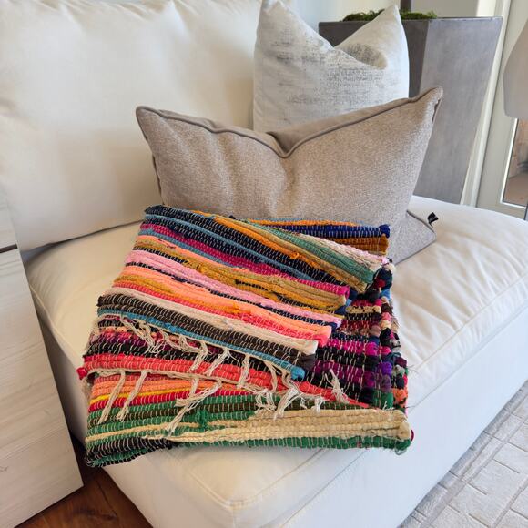 Multicolor Braided Cotton Rug Hand Woven Indoor, Outdoor, Living Room - Picture 1 of 5
